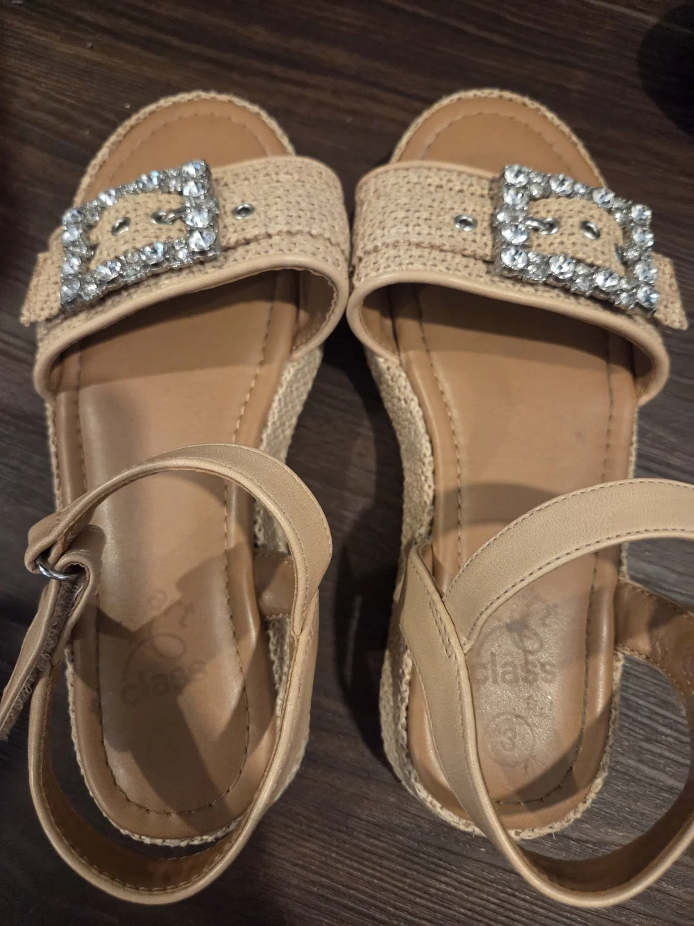 Art Class Girls Sandals Crystal Buckle Tan Sandals
